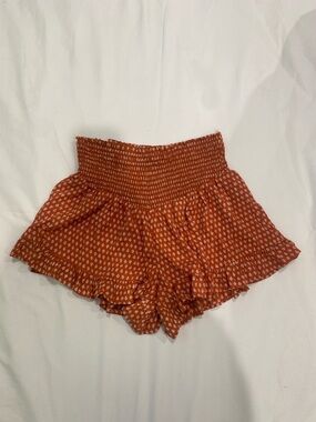 Angie Rust Orange Floral Smocked Shorts